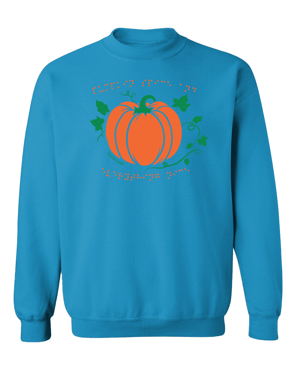 New! 3D Pumpkin Spice Crew Sweatshirt - Sapphire Blue