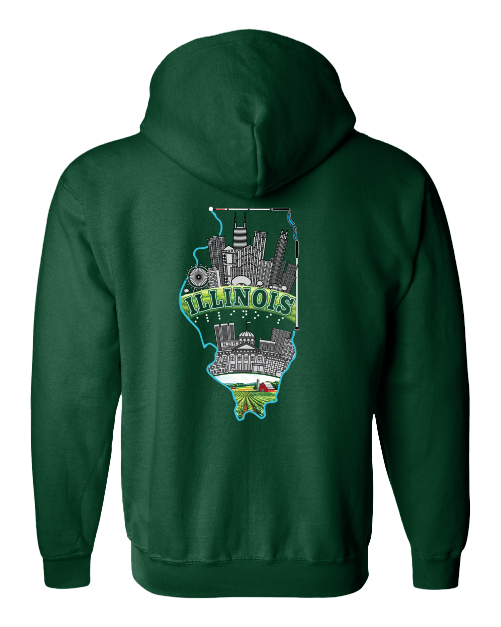 Beautiful Illinois Zip Hoodie - Forest Green