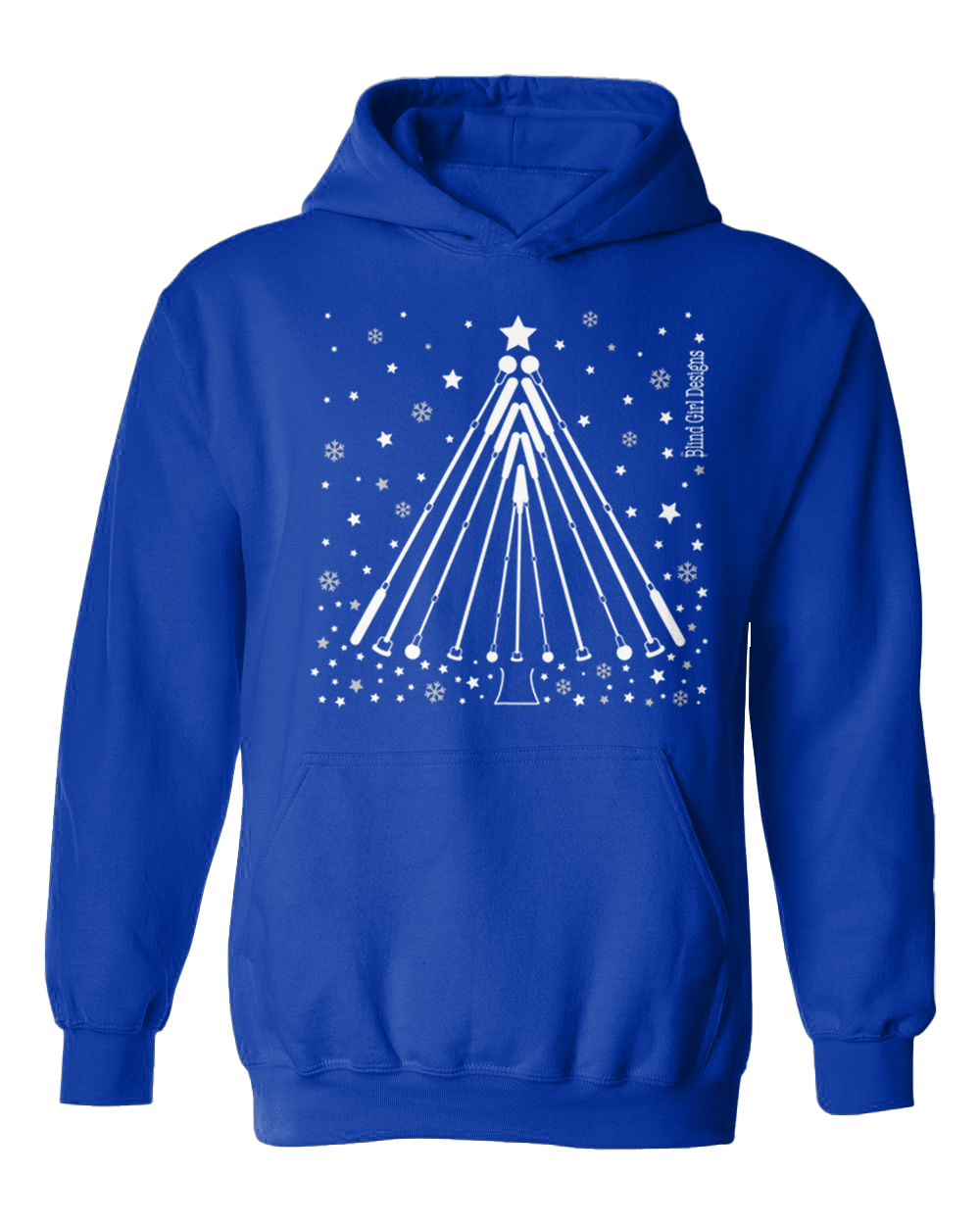 3D Tactile White Cane Winter Tree Hoodie - Royal Blue