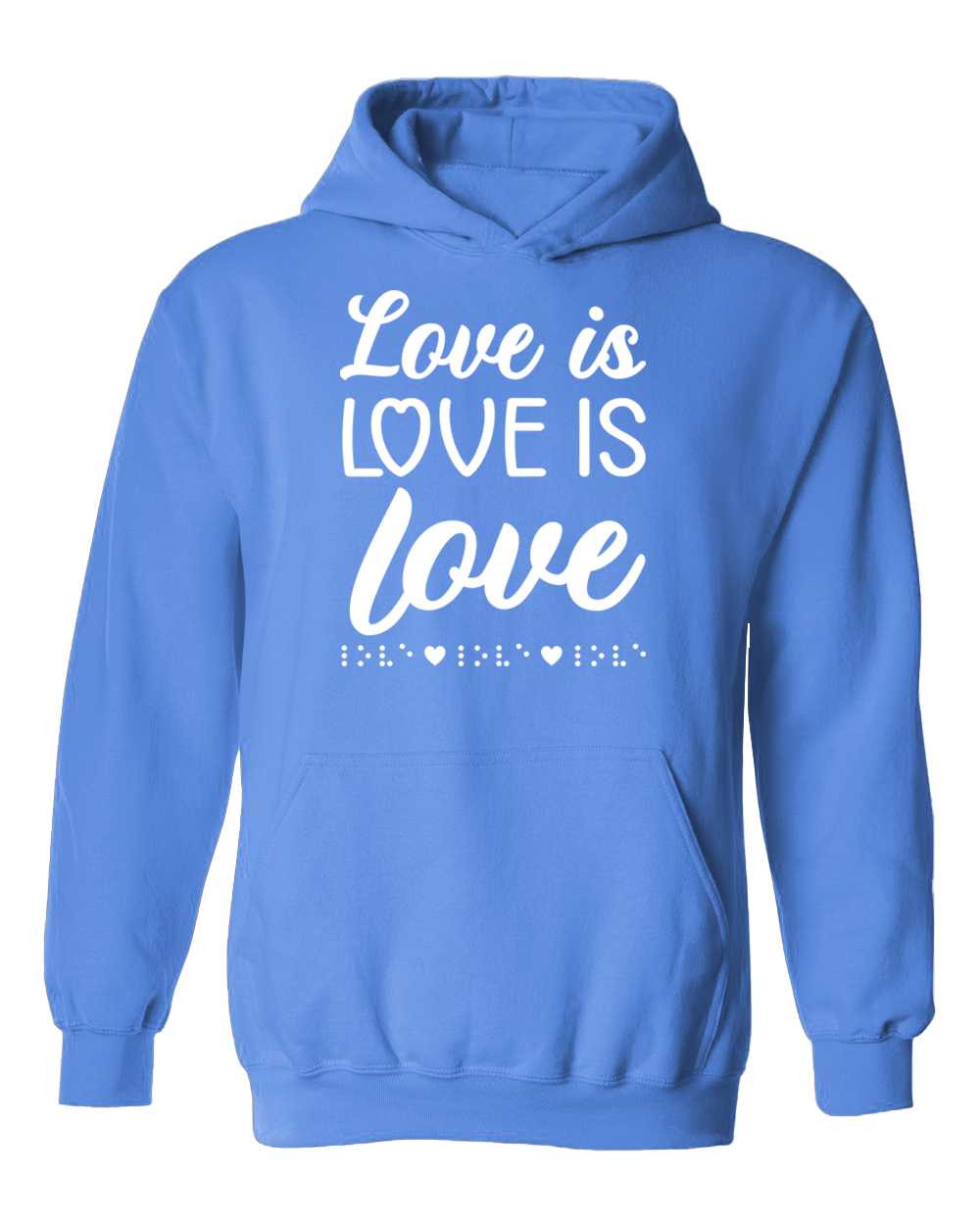 3D! Love is Love with Braille Hoodie - Carolina Blue