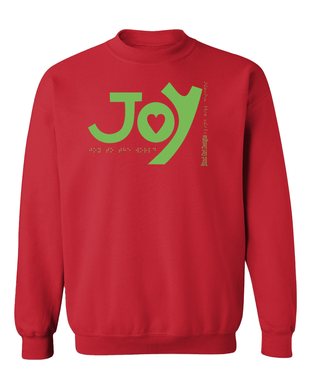 New 3D JOY Sweatshirt - Red with Green Glitter Ink