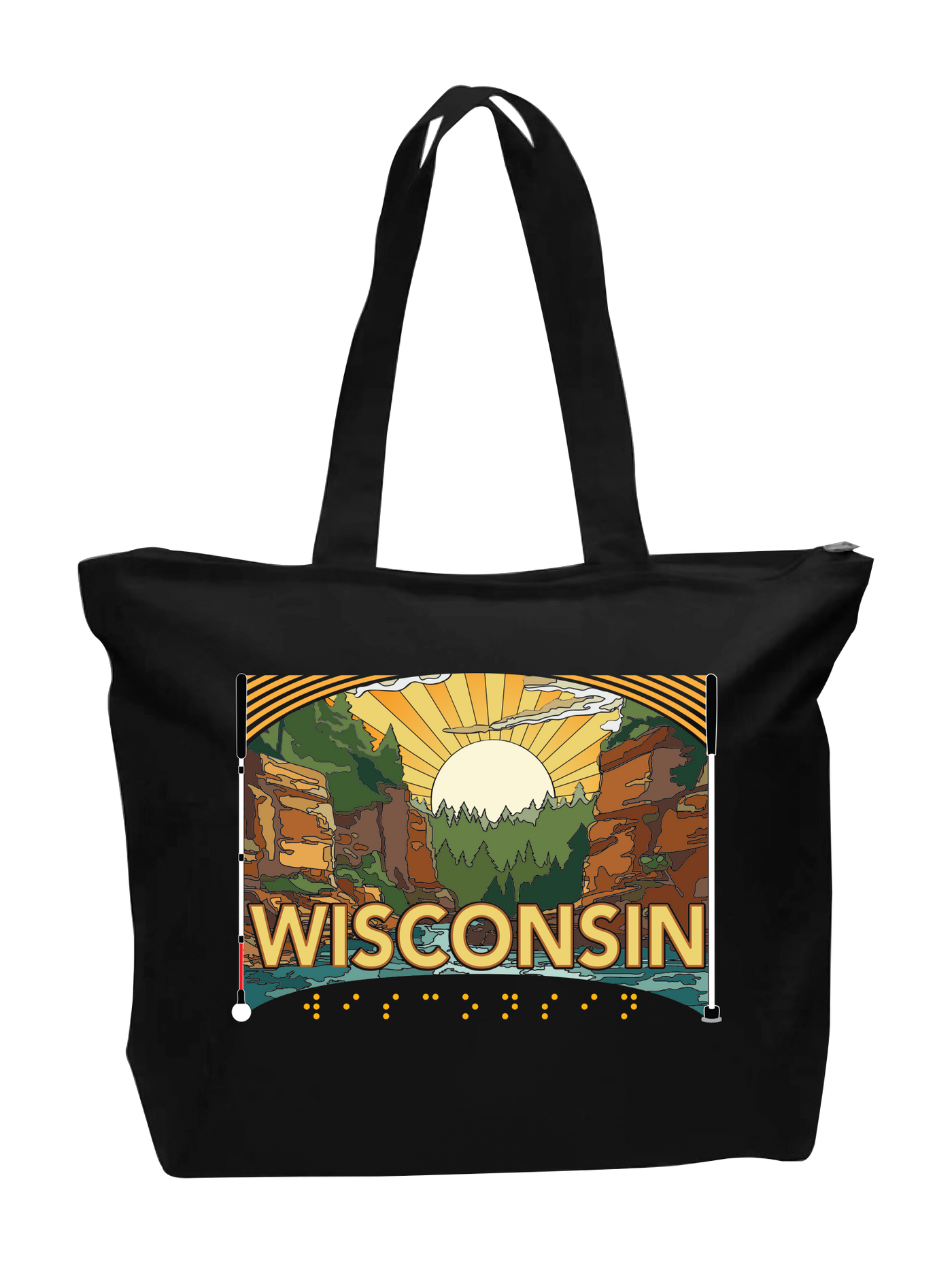 Wisconsin Zip Tote - Black