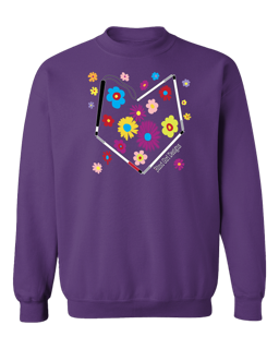 Colorful Flower Heart Cane Crewneck Sweatshirt - Purple