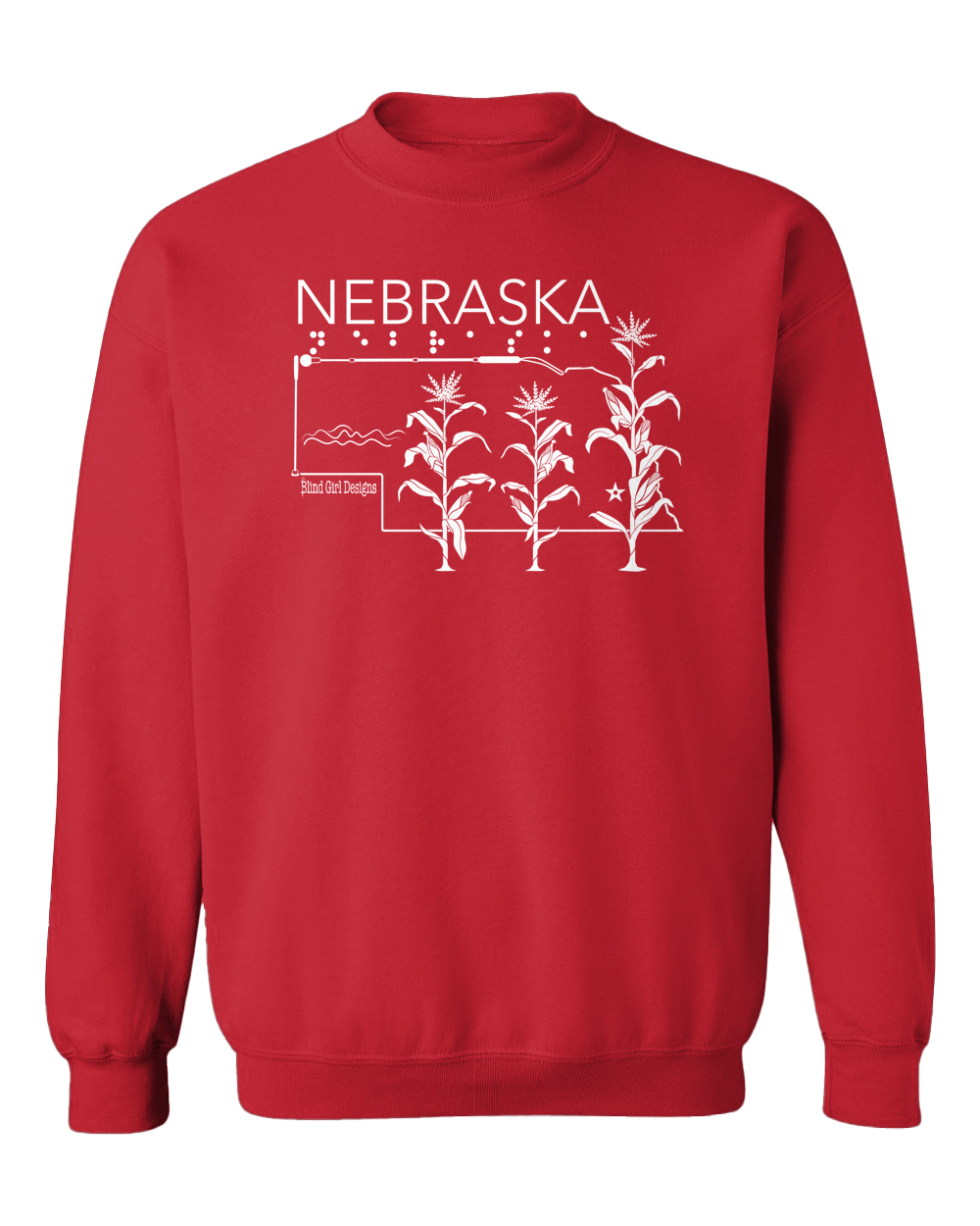 New! 3D Tactile! Nebraska State Sweatshirt - Red