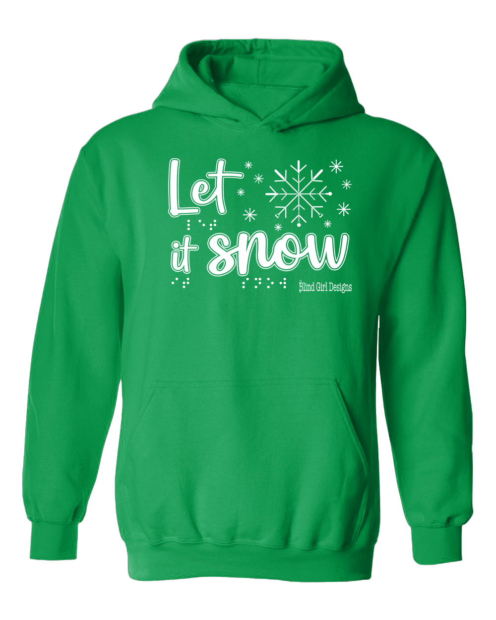 New! Tactile “Let It Snow!” Glow-in-the-Dark Hoodie - Irish Green