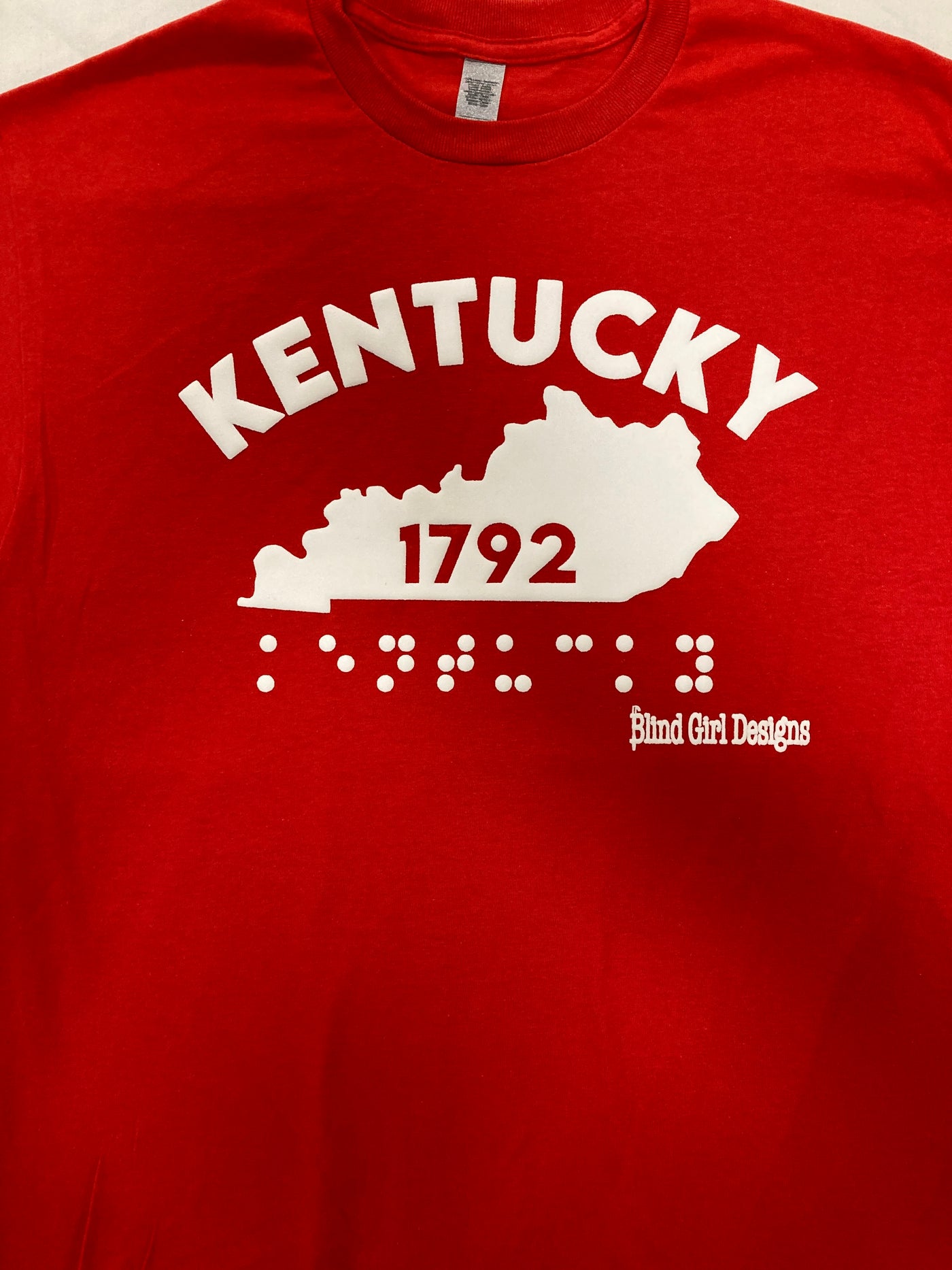 New 3D ! Kentucky State Braille  T-Shirt - RED