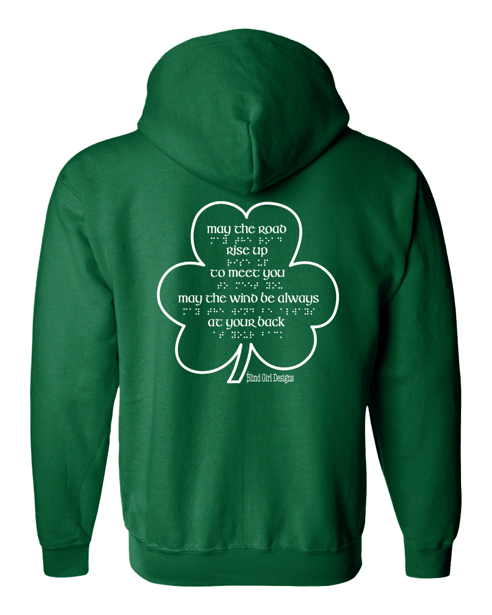 New 3D Glow-in-the-Dark Irish Blessing Zip Hoodie - Forest Green