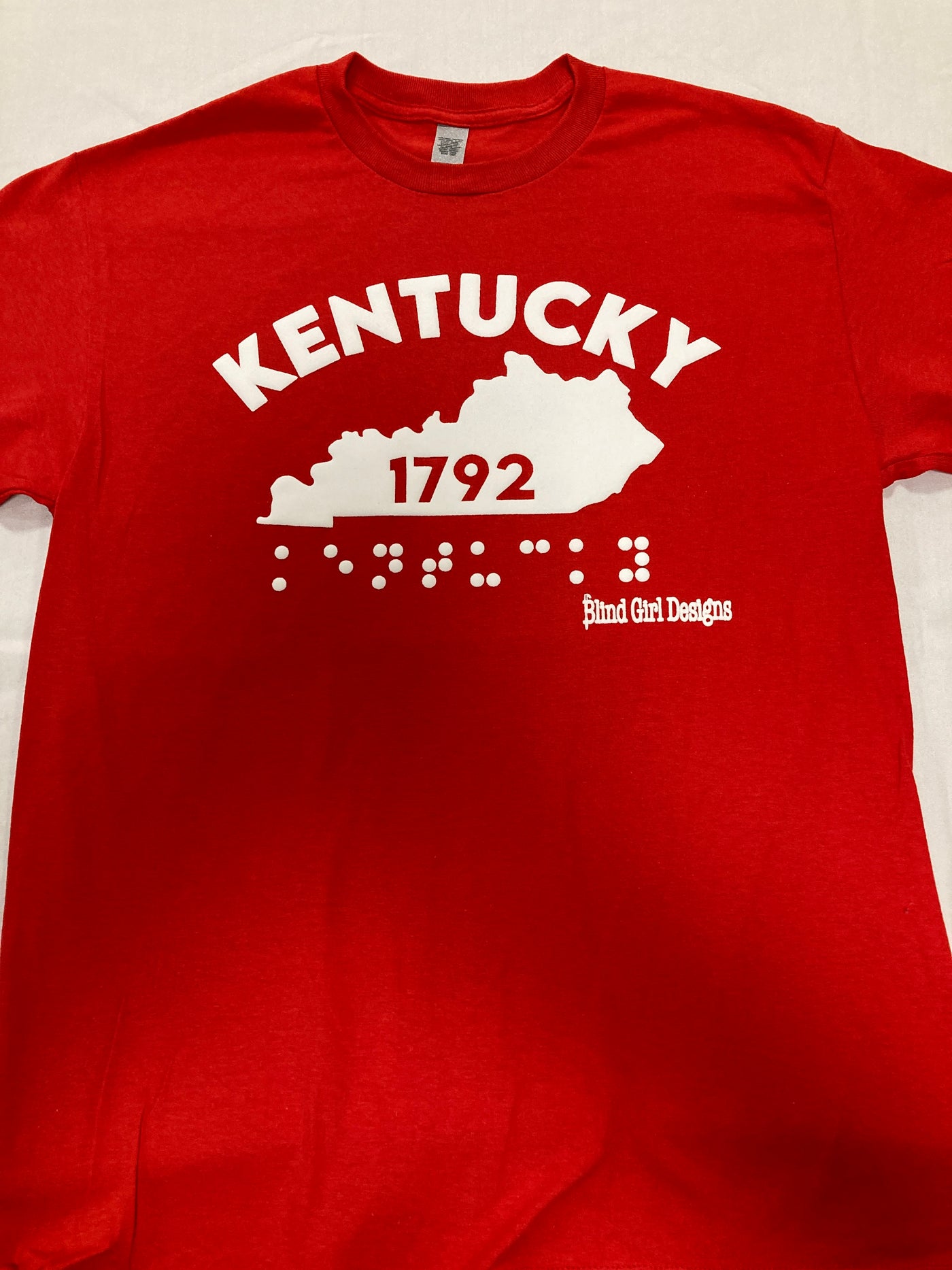 New 3D ! Kentucky State Braille  T-Shirt - RED
