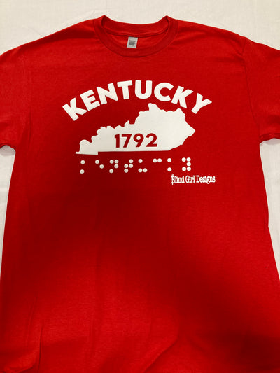 SALE!  3D! Kentucky State Braille  T-Shirt - RED