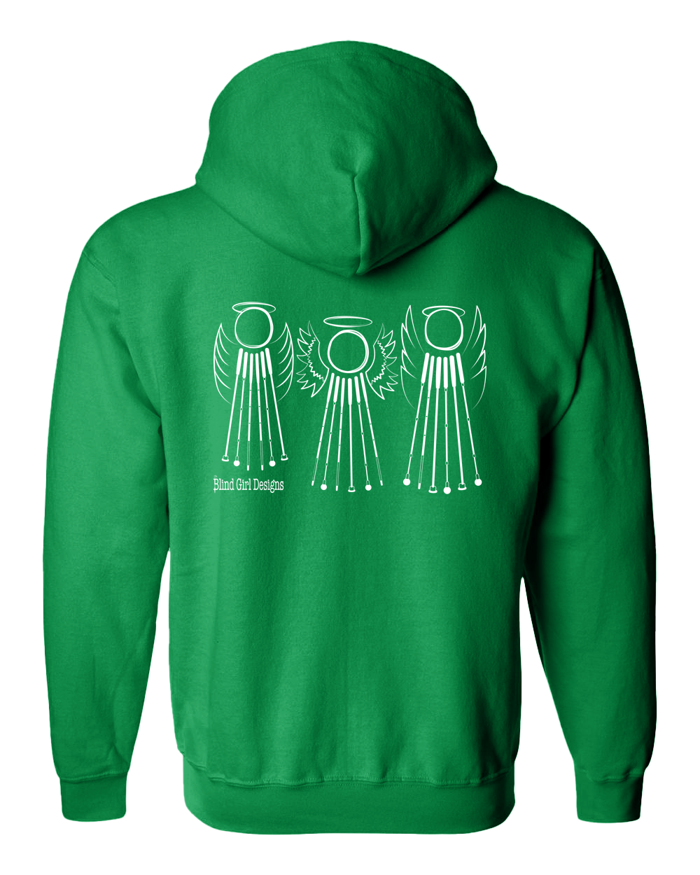 Tactile 3 Sweet White Cane Angels Full Zip Hoodie - Irish Green