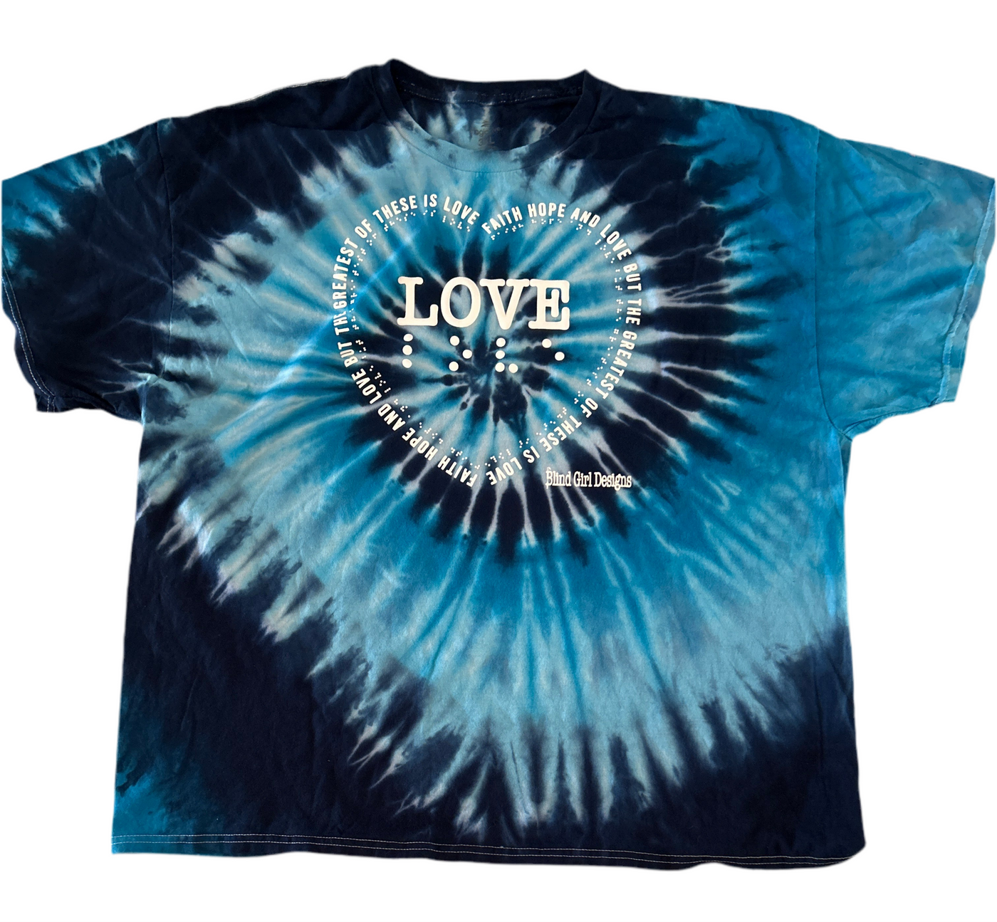 Blue tie-dye love T-shirt