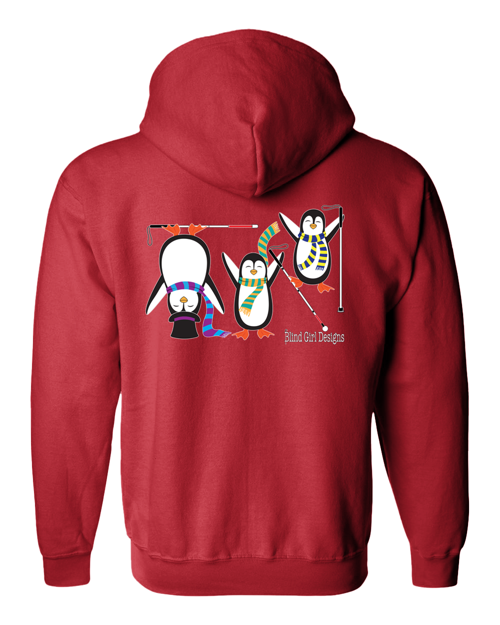 Happy Penguins Zip Hoodie red