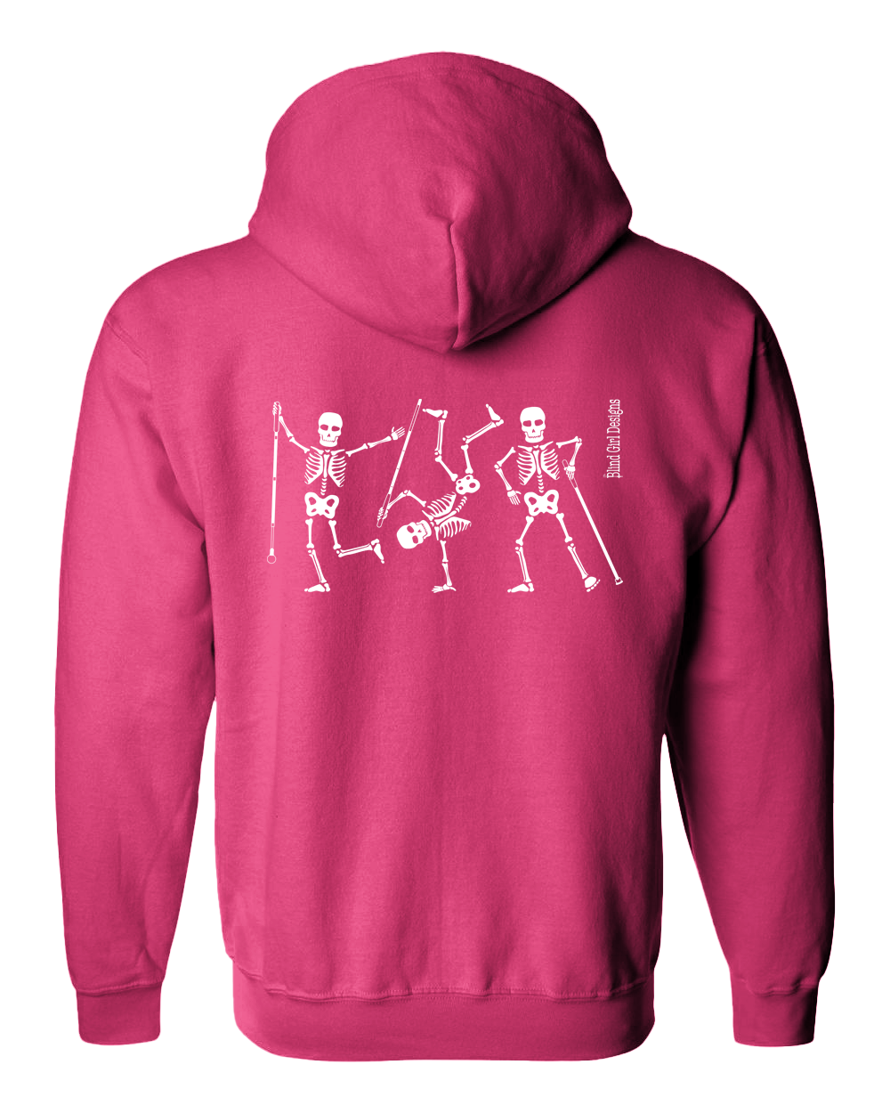 3D Dancing Skeletons Glow-in-the-Dark Full Zip Hoodie pink