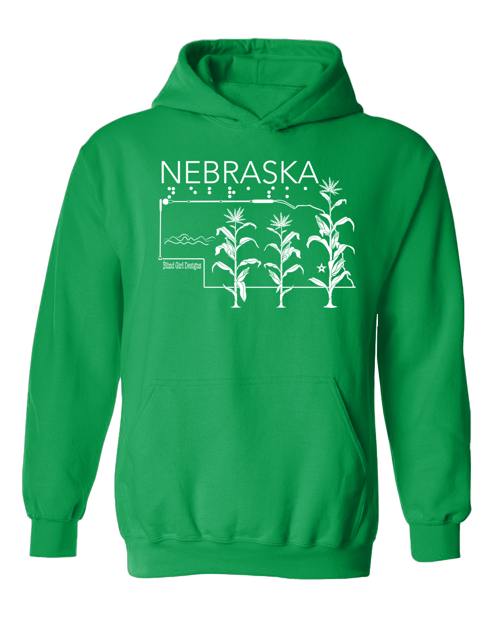 3D Tactile Nebraska State Hoodie - Irish Green