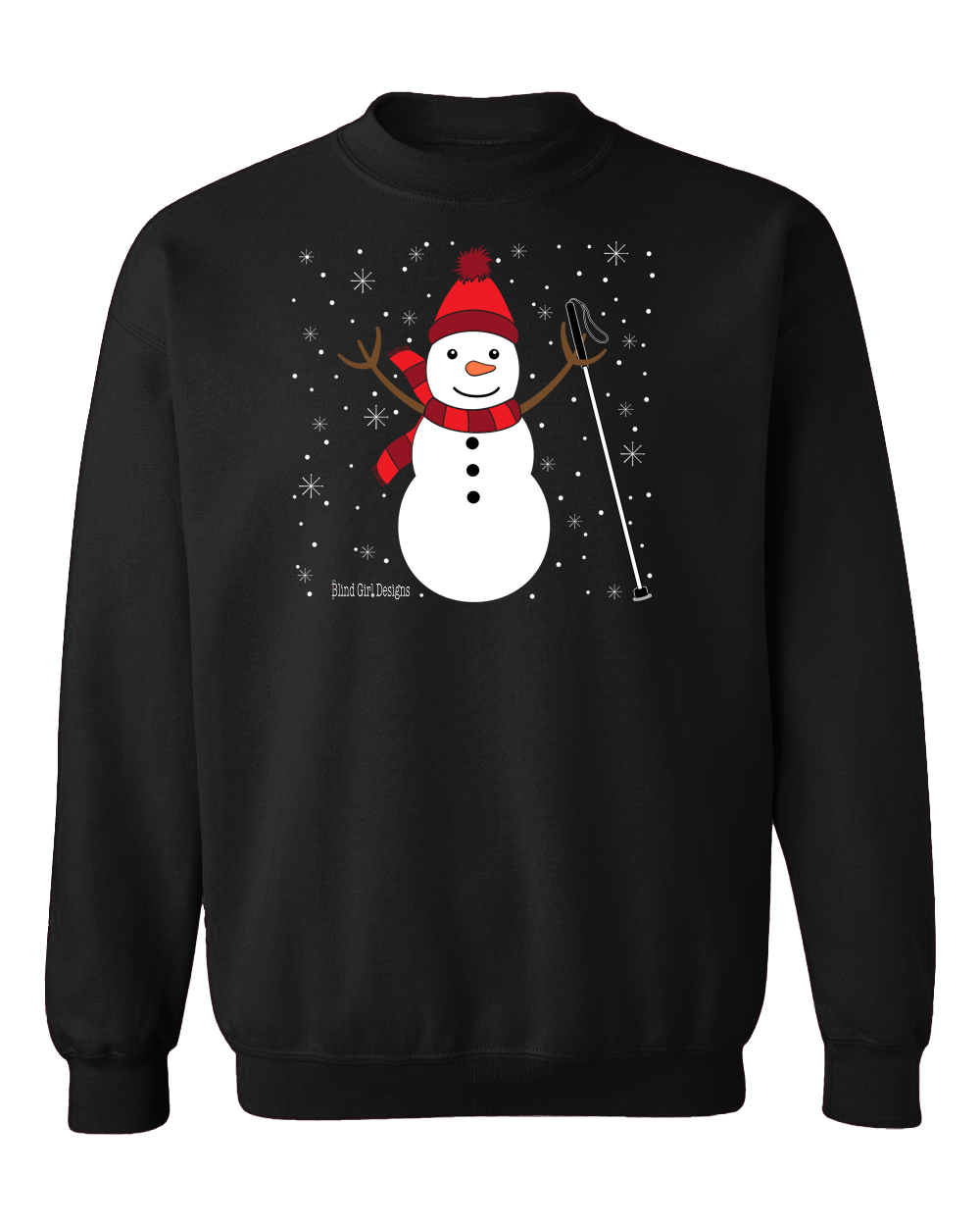 Jolly white cane snowman SWEATSHIRT  black