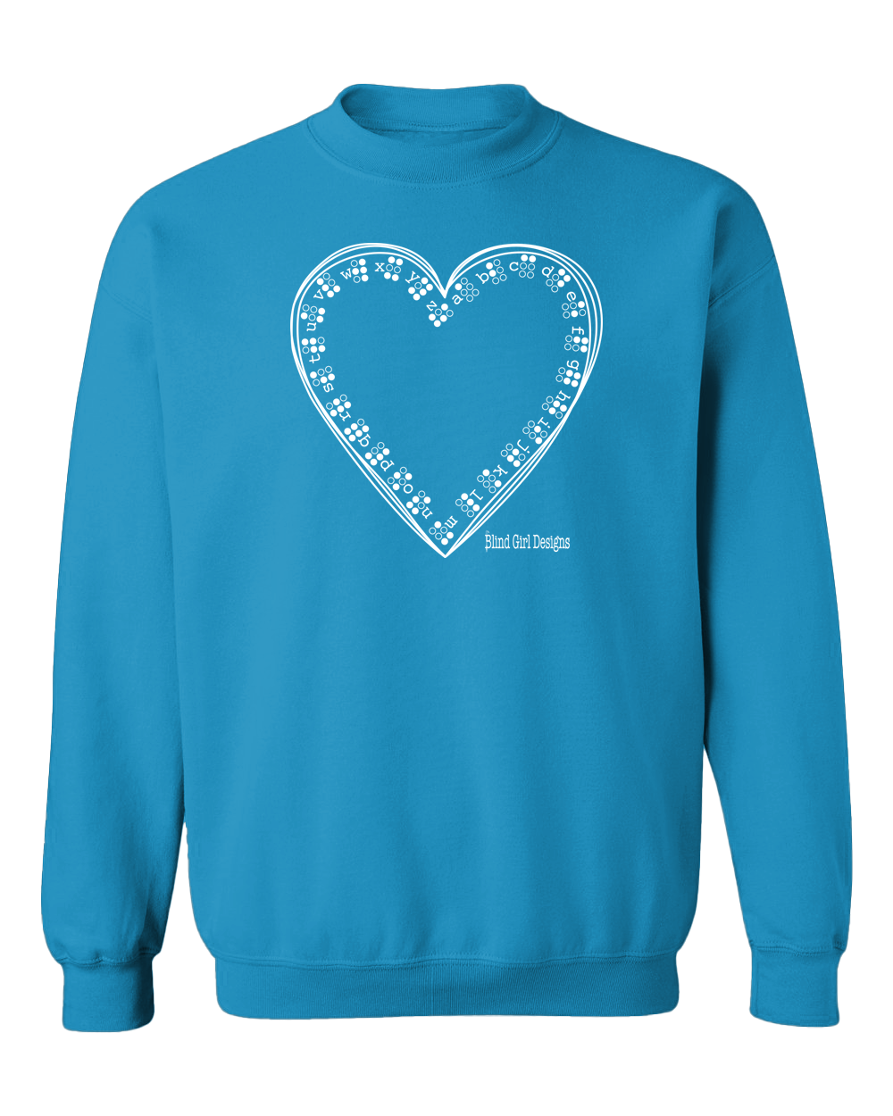 3D Tactile Braille Heart Sweatshirt - Sapphire Blue