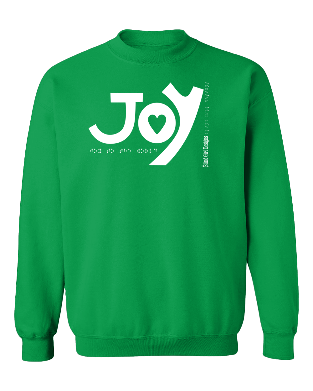 New 3D JOY Sweatshirt - Green with White Glitter Ink