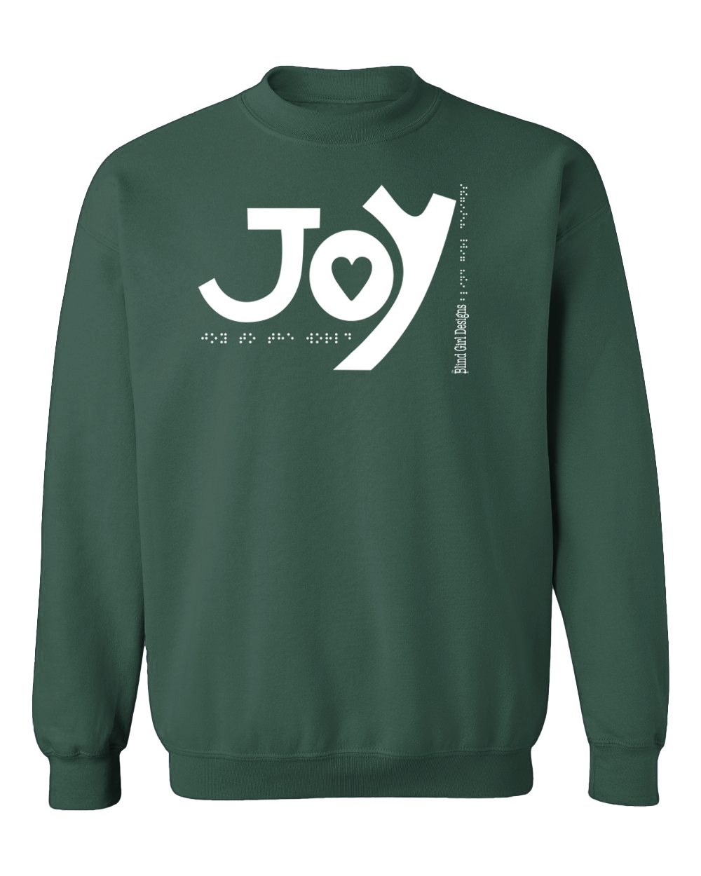 New 3D JOY Sweatshirt - Forest Green with White Glitter Ink
