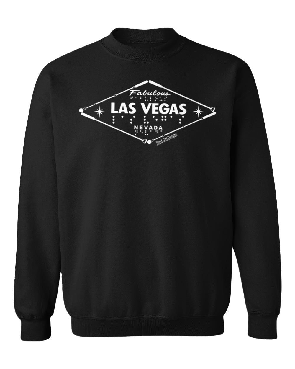 Fabulous Las Vegas White Cane Crew Sweatshirt Black