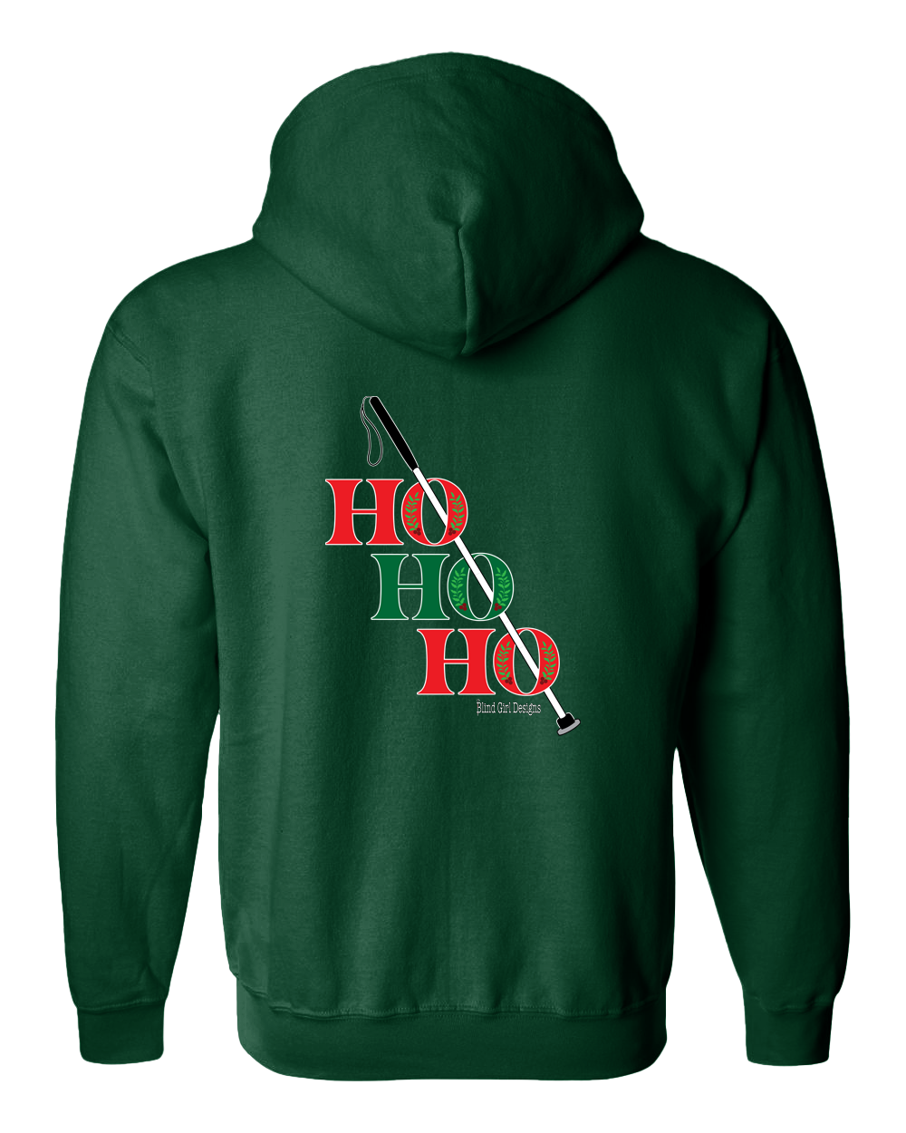 Ho ho ho!  white cane Zip Hoodie deep forest green
