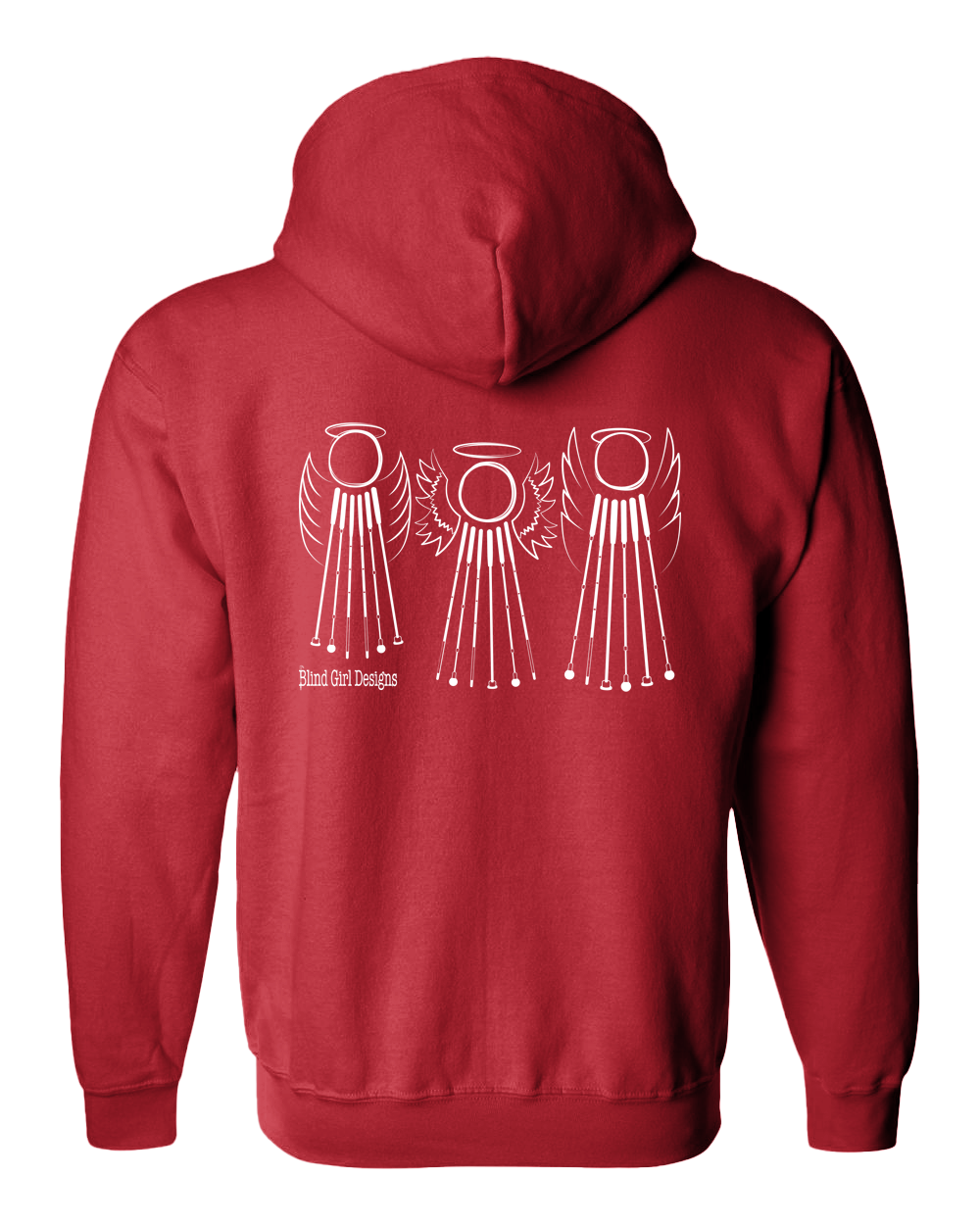 Tactile 3 Sweet White Cane Angels Full Zip Hoodie - Red