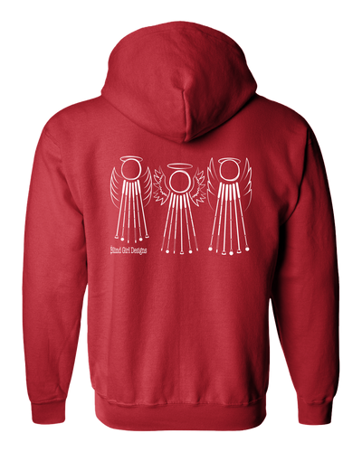 Tactile 3 Sweet White Cane Angels Full Zip Hoodie - Red