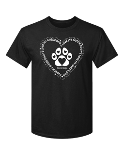 3D I Love My Guide Dog with Braille T-Shirt - Black