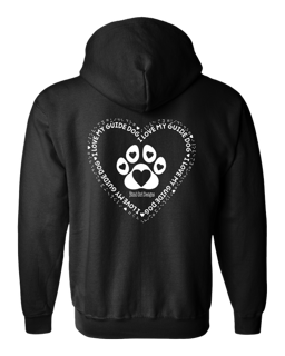 3D I Love My Guide Dog Full Zip Hoodie - Black