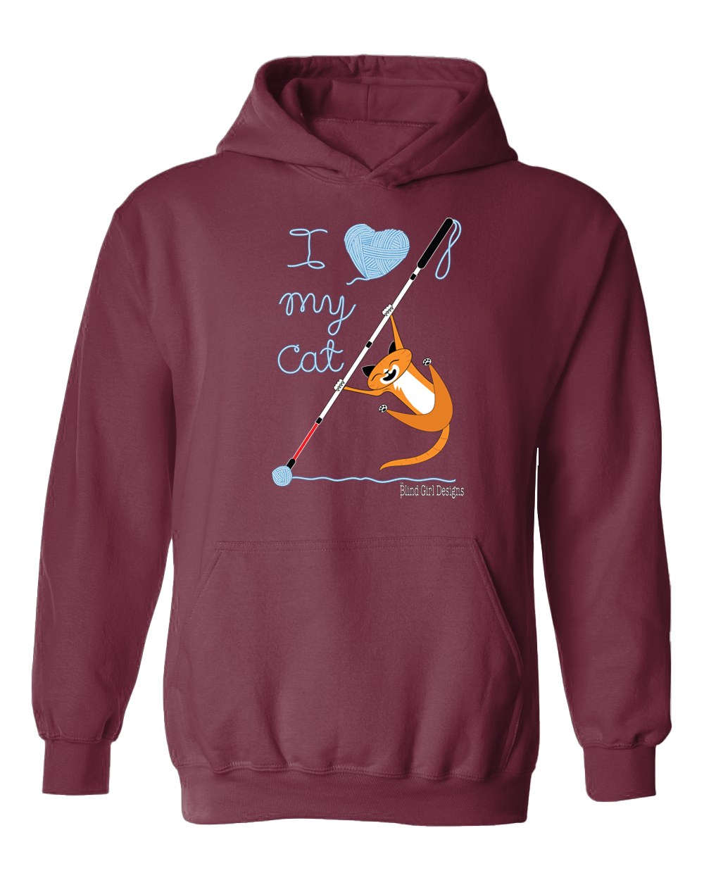 I Love My Cat! Hoodie - Berry