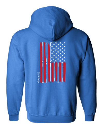 Beautiful American flag Zip Hoodie Carolina blue (deep light blue color)