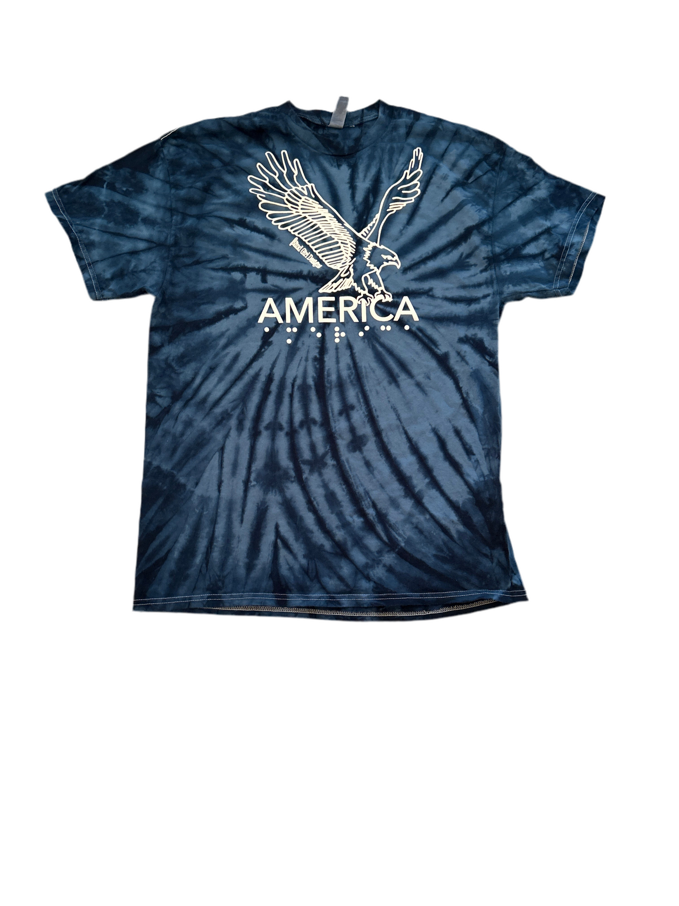 3D Tactile American Eagle T-Shirt - Blue Tie Dye