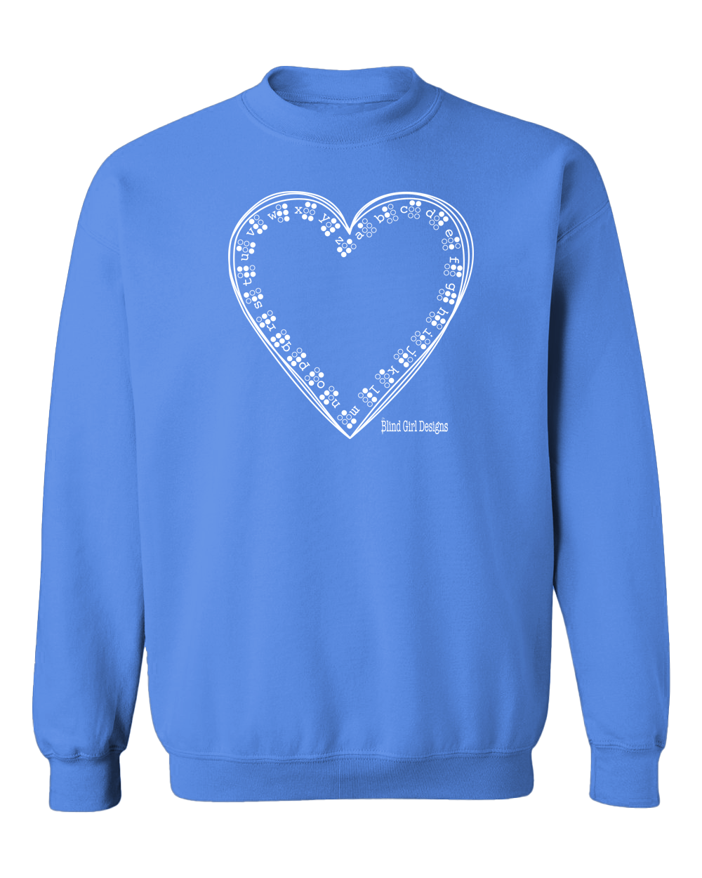 3D Tactile Braille Heart Sweatshirt - Carolina Blue