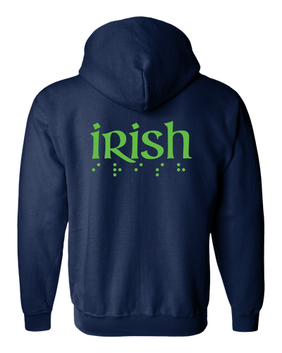 New 3D Glow-in-the-Dark IRISH Zip Hoodie - Navy Blue