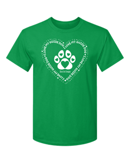 3D I Love My Guide Dog with Braille T-Shirt - Irish Green