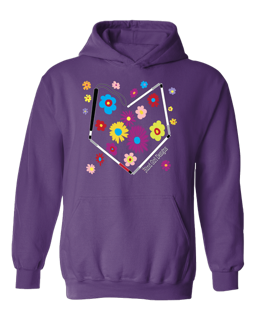 Colorful Flower Heart Cane Hoodie - Purple