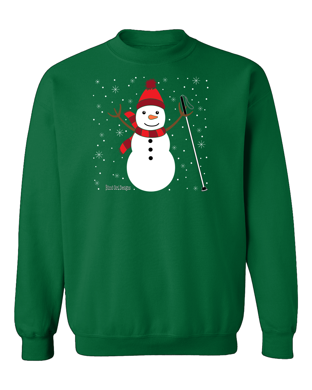 Jolly white cane snowman SWEATSHIRT Irish green