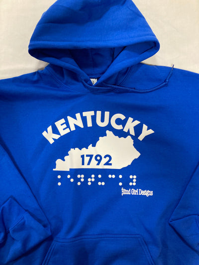 New! 3D Tactile Kentucky State  Crewneck sweatshirt - ROYAL BLUE