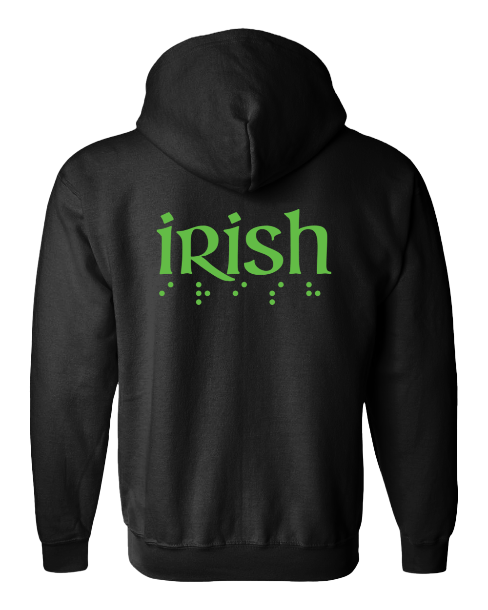 New 3D Glow-in-the-Dark IRISH Zip Hoodie - Black