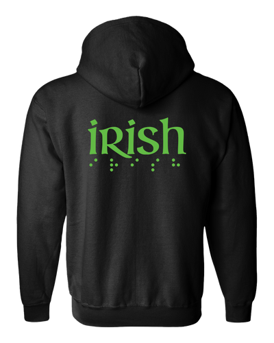 New 3D Glow-in-the-Dark IRISH Zip Hoodie - Black