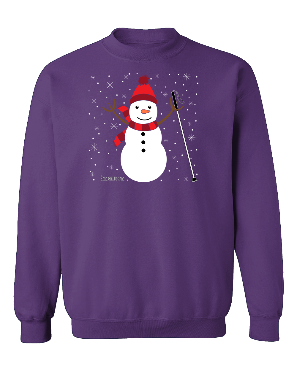 Jolly white cane snowman SWEATSHIRT purple