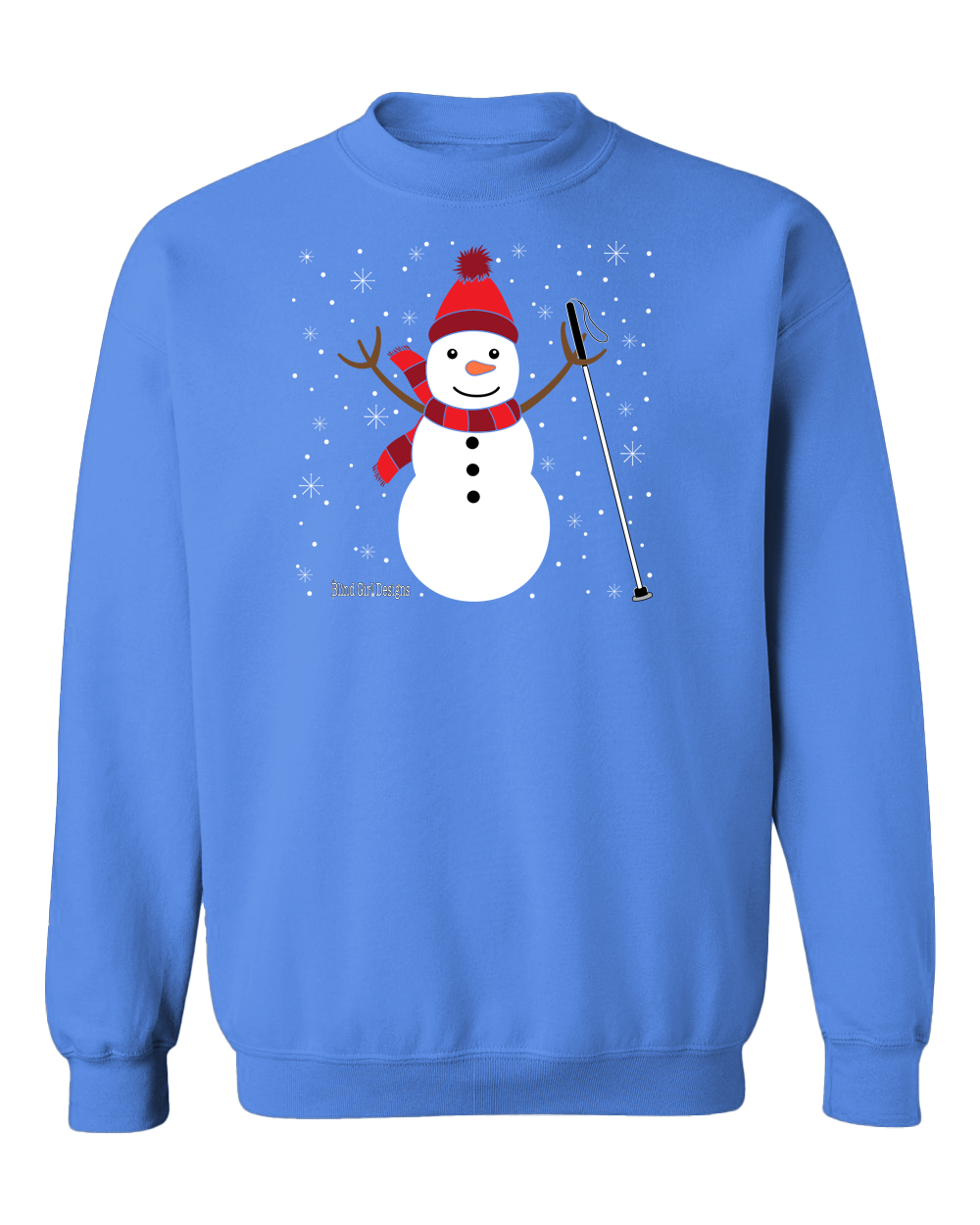 Jolly white cane snowman SWEATSHIRT carolina blue