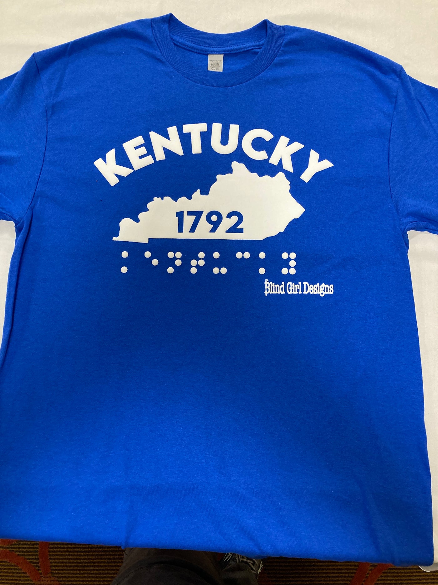 New 3D ! Kentucky State Braille  T-Shirt - Royal