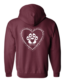 3D I Love My Guide Dog Full Zip Hoodie - Berry