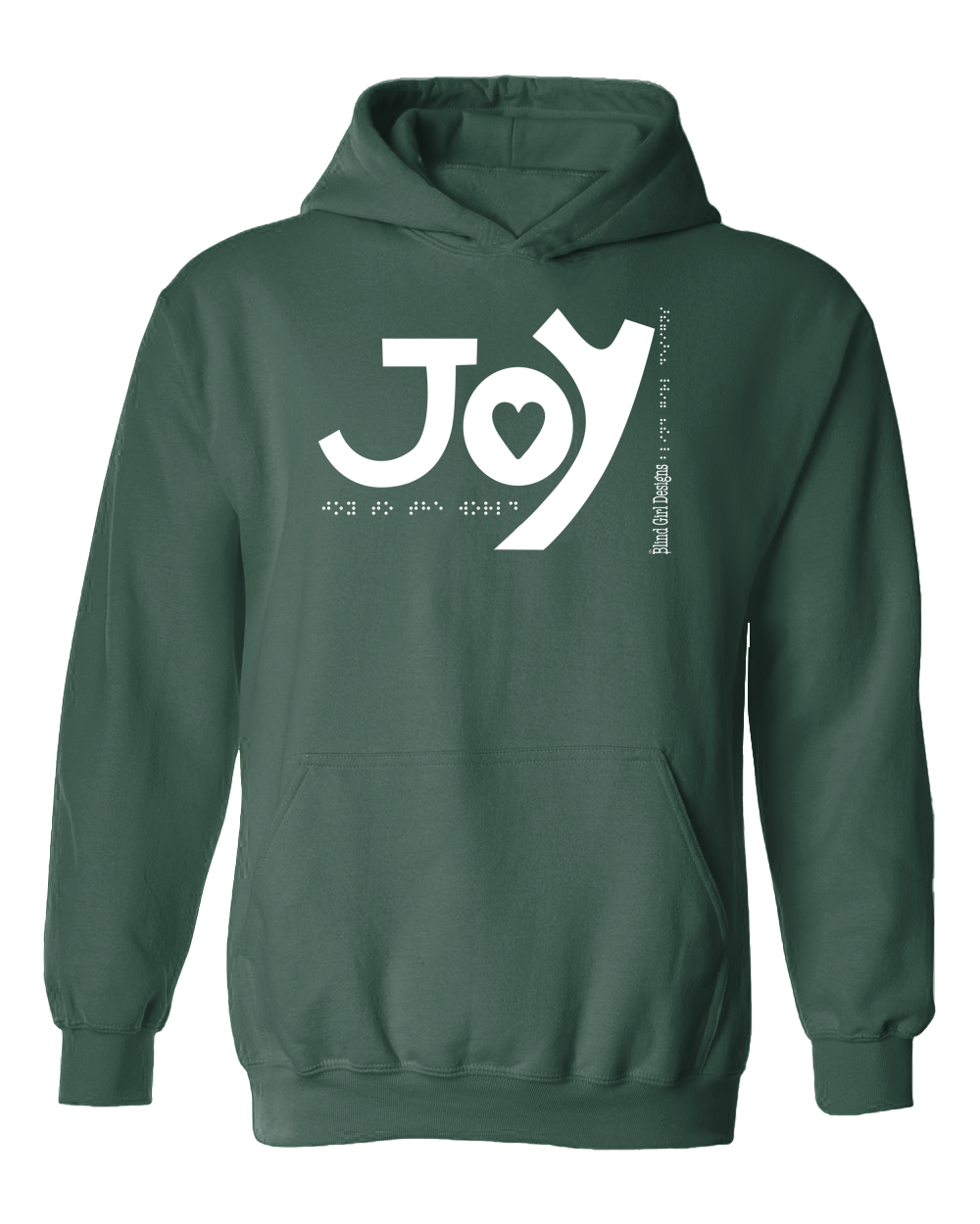 New 3D JOY Hoodie - Forest Green with White Glitter Ink