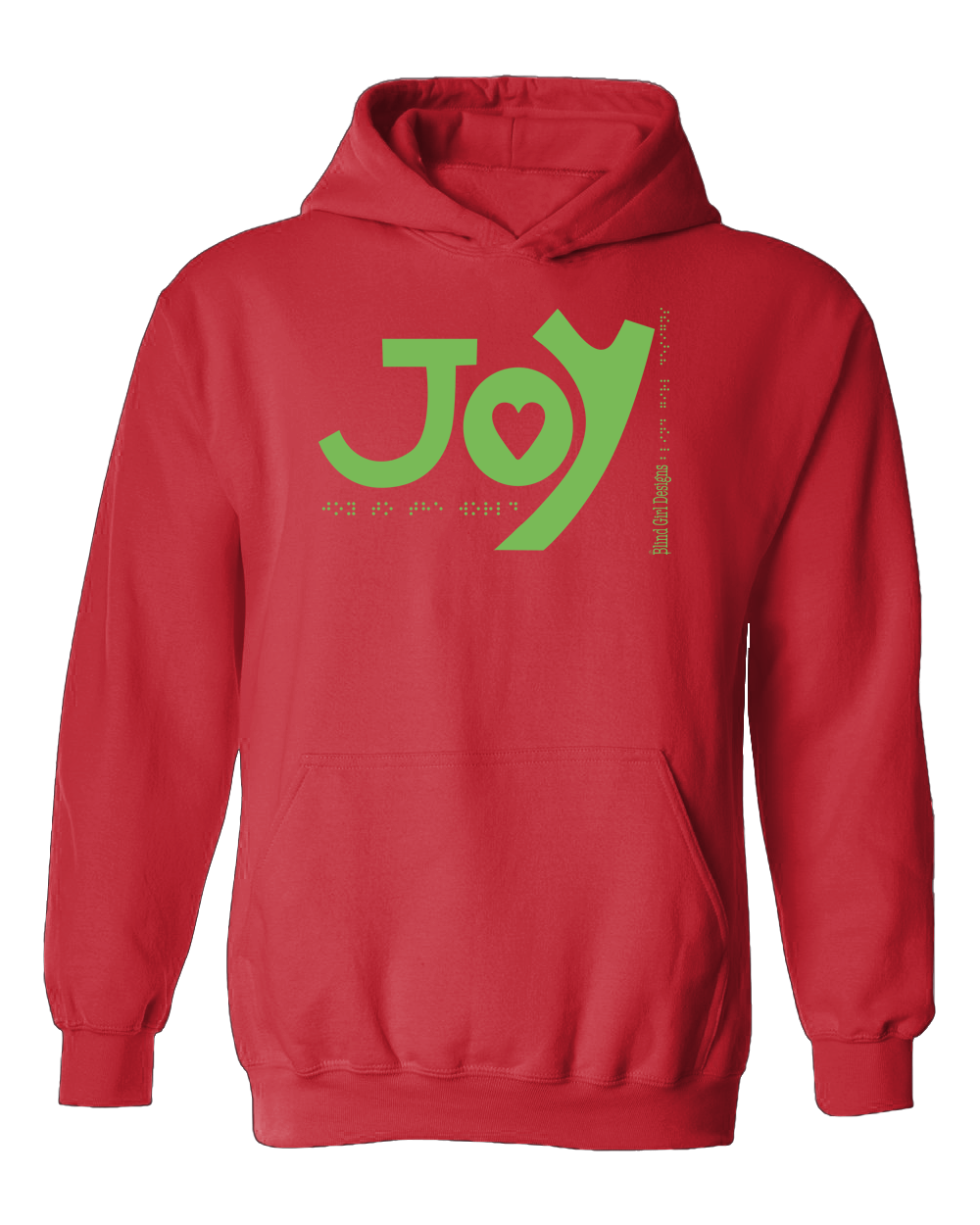 New 3D JOY Hoodie - Red with Green Glitter Ink