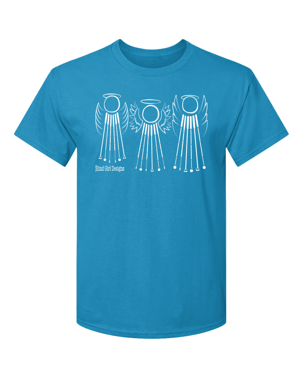 Tactile 3 Sweet White Cane Angels T-Shirt - Sapphire Blue