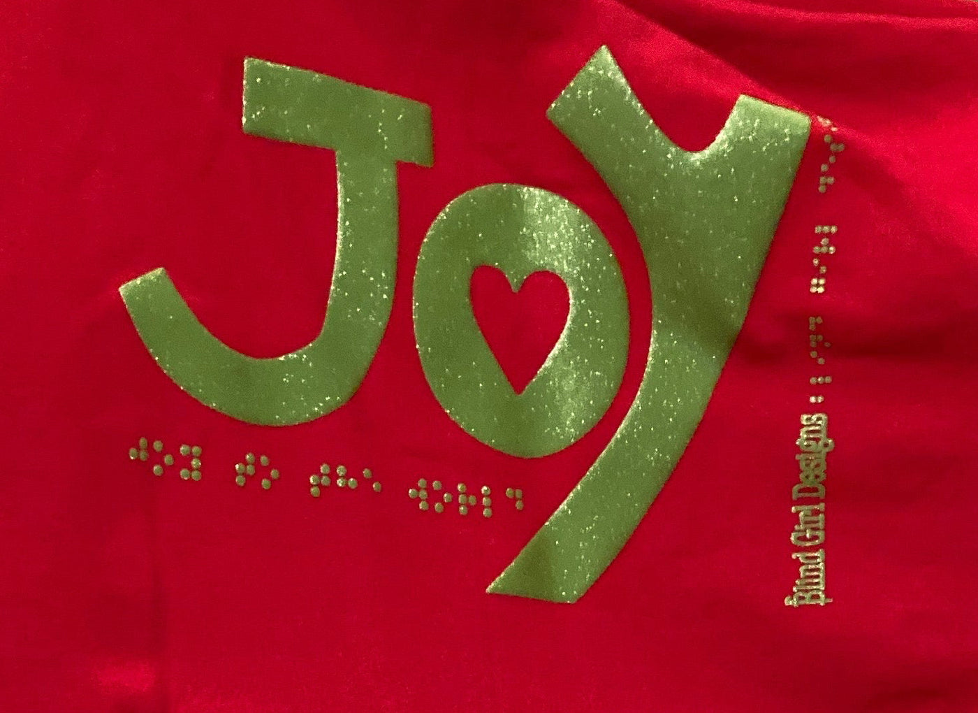 New 3D JOY Sweatshirt - Red with Green Glitter Ink
