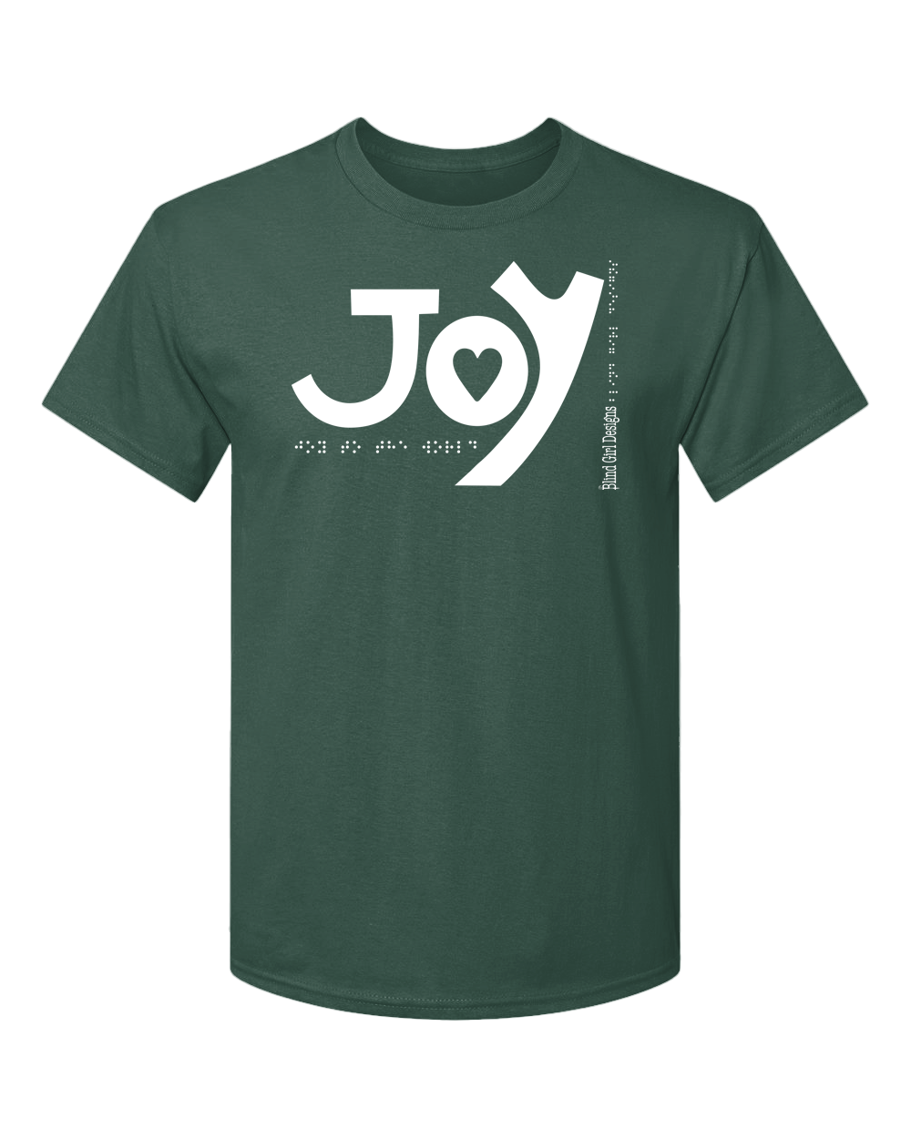 New 3D Joy T- Shirt.- Forest Green White Glitter Tactile Ink