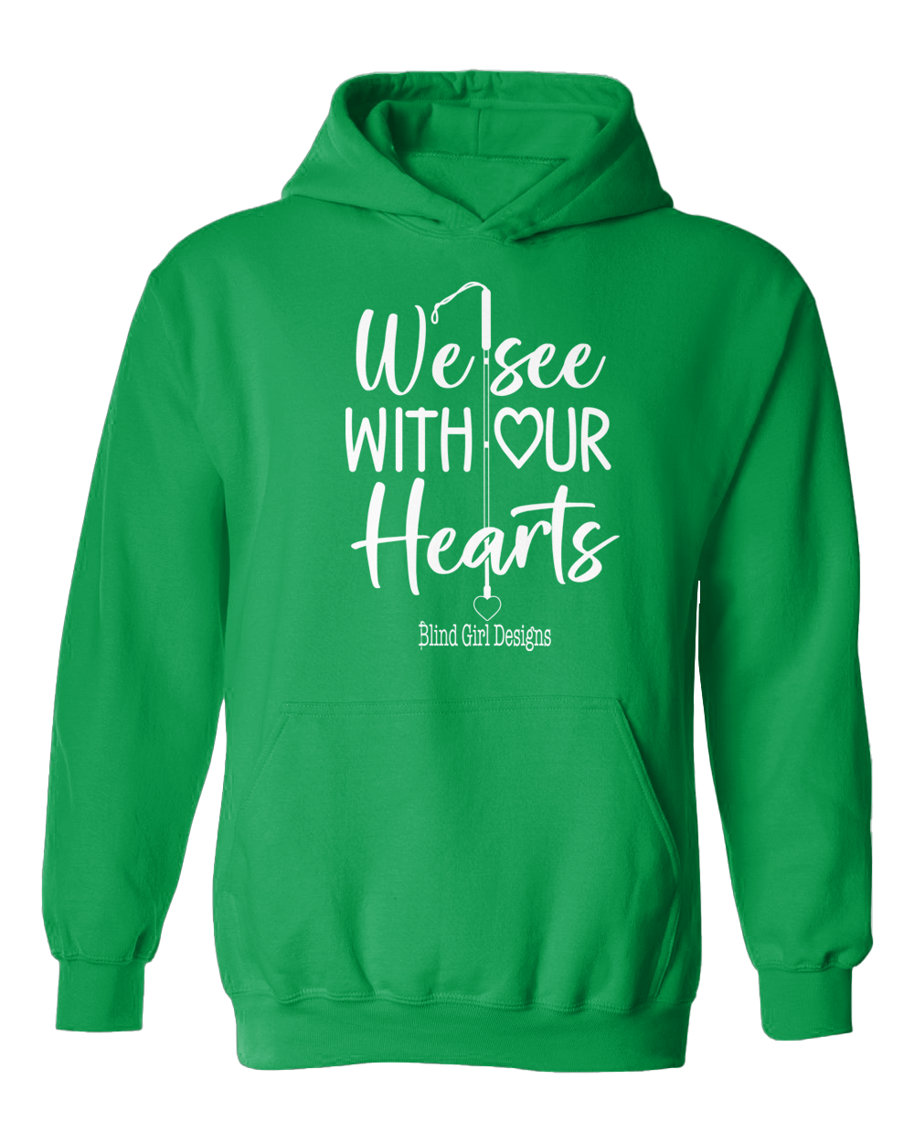 New 3D Tactile! We See With Our Hearts Hoodie - Green
