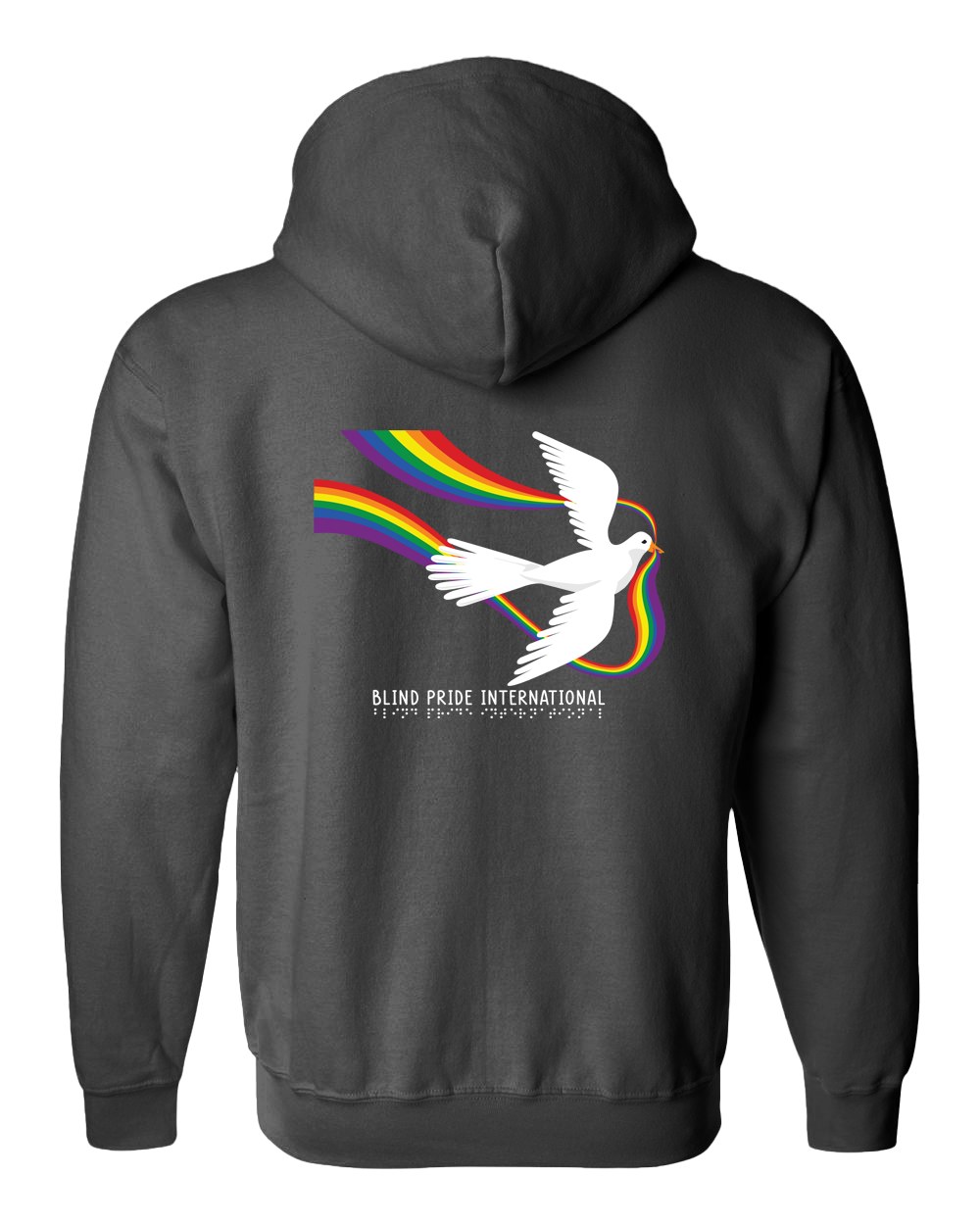 BPI Dove with Rainbow Zip Hoodie - Charcoal Heather Gray